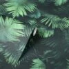 Arthouse Black And Green Fern Wallpaper Smooth Finish Feature Wall