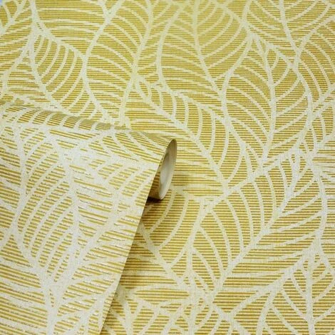 Arthouse Leaf Lines Ochre Glittery Finish Smooth Vinyl Wall Covering Arthouse Leaf Lines Ochre Glittery Finish Smooth Vinyl Wall Covering -ARTHOUSE SHOP 35492939 2