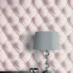 Headboard Wallpaper Cushioned Faux Leather Luxury Arthouse Silver/Blush -ARTHOUSE SHOP 3558196 3