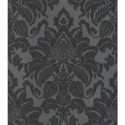ARTHOUSE Damask Wallpaper Glitter Glisten Shiny Shine Metallic Dark Grey Charcoal