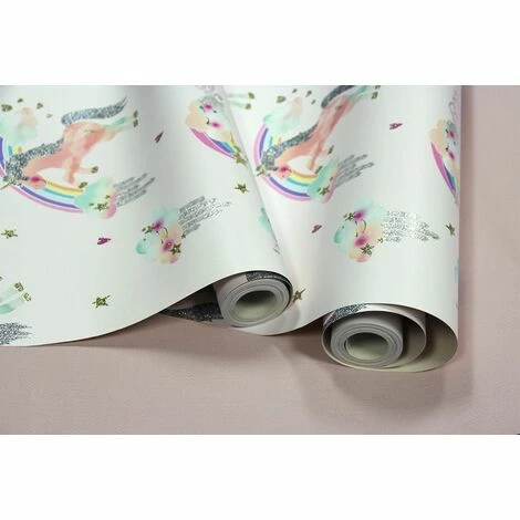 Rainbow Unicorn Wallpaper Girls Bedroom Glitter Sparkle White Silver Arthouse Rainbow Unicorn Wallpaper Girls Bedroom Glitter Sparkle White Silver Arthouse -ARTHOUSE SHOP 3580953 3