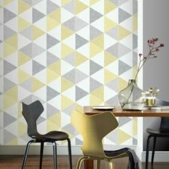 Arthouse Scandi Paste The Paper Triangle Yellow White Grey Patterned Wallpaper -ARTHOUSE SHOP 39911172 3