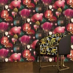 Japanese Lantern Wallpaper Oriental Textured Vinyl Paste Wall Arthouse Tian -ARTHOUSE SHOP 3997901 4