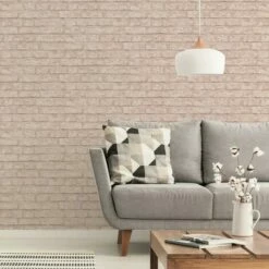 Arthouse Modern Brick Blush Print Paste The Paper Luxury Textured Wallpaper -ARTHOUSE SHOP 39981763 3