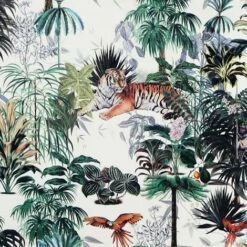 Sumatra Green Wallpaper Arthouse Modern Tropical Palm Jungle White
