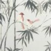 Birds Bamboo Wallpaper Arthouse Textured Vinyl Grey Jungle Tropical