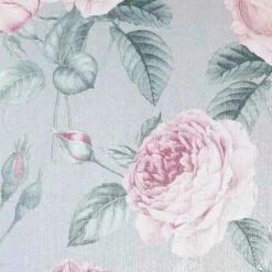 Vintage Rose Floral Wallpaper Arthouse Vinyl Glitter Grey Pink Flower