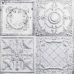 Tin Tile Effect Wallpaper Arthouse White Grey Urban Modern Contemporary