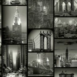 Dark City Film Wallpaper Arthouse Black Grey Noir Glitter Textured Vinyl