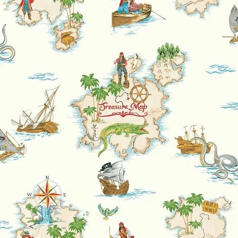 Pirates Ahoy Wallpaper Arthouse Kids Children's Bedroom Treasure Map Ship Boat Pirates Ahoy Wallpaper Arthouse Kids Children's Bedroom Treasure Map Ship Boat -ARTHOUSE SHOP 46848292 1