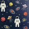 Spaceman Wallpaper Arthouse Navy White Red Kids Children's Bedroom Spaceship