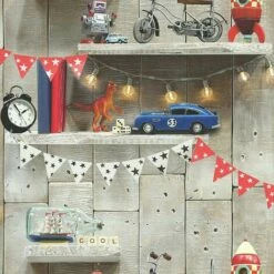 Boy's Life Wallpaper Arthouse Wood Effect Kids Children Bedroom