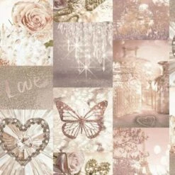 Arthouse Love Paris Blush Wallpaper - Glitter Butterfly Heart Love Rose 691107