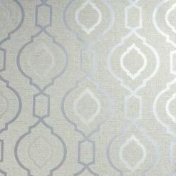 ARTHOUSE Calico Trellis Neutral Wallpaper Cream Silver Glitter Embossed Textured Vinyl