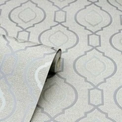 ARTHOUSE Calico Trellis Neutral Wallpaper Cream Silver Glitter Embossed Textured Vinyl -ARTHOUSE SHOP 53813091 3