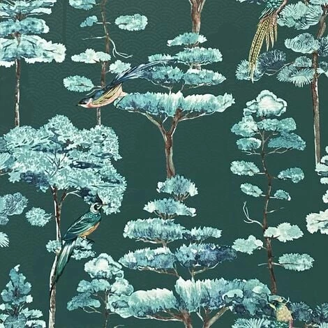 Oriental Oasis Wallpaper Arthouse Emerald Green Blue Birds Trees White Nature 1 Oriental Oasis Wallpaper Arthouse Emerald Green Blue Birds Trees White Nature