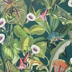 ARTHOUSE SHOP 10 ARTHOUSE Paul Moneypenny Karma Chameleon Emerald Green Floral Paste The Wall Wallpape