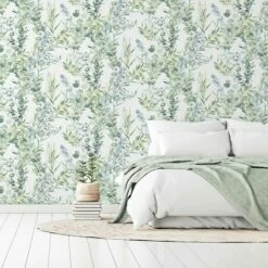 Arthouse Tranquil Green Floral Design Paste The Wall Textured Vinyl Wallpaper -ARTHOUSE SHOP 58213181 4