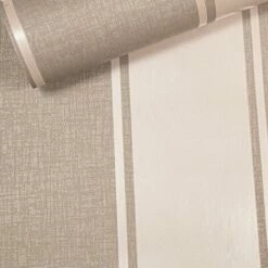 Arthouse Luxe Large Stripes Dusky Rose Pink Metallic Grey Textured Wallpaper