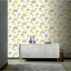 Arthouse Mustard Yellow Grey Metallic Silver White Floral Flower Wallpaper Plant
