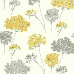 Arthouse Mustard Yellow Grey Metallic Silver White Floral Flower Wallpaper Plant -ARTHOUSE SHOP 61257628 3