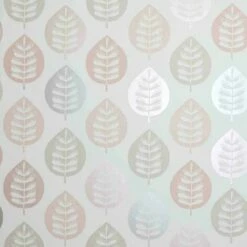ARTHOUSE SHOP 8 Arthouse Amira Metallic Retro Leaf Blush Pink Taupe Leaves White Wallpaper