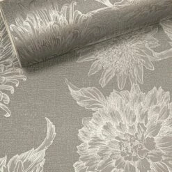 Arthouse Luxe Botanical Metallic Shimmer Gunmetal Silver Floral Vinyl Wallpaper -ARTHOUSE SHOP 61257677 3