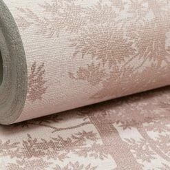 Arthouse Oasis Wood Blush Pink Metallic Trees Textured Wallpaper 296600
