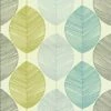 Arthouse Retro Leaf Teal Lime Green Taupe Feature Wallpaper 408207