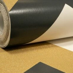 Arthouse Glitterati Chevron Black White Gold Glitter Zig Zag Textured Wallpaper