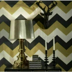 Arthouse Glitterati Chevron Black White Gold Glitter Zig Zag Textured Wallpaper -ARTHOUSE SHOP 61257737 3