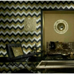 Arthouse Glitterati Chevron Black White Gold Glitter Zig Zag Textured Wallpaper -ARTHOUSE SHOP 61257737 4
