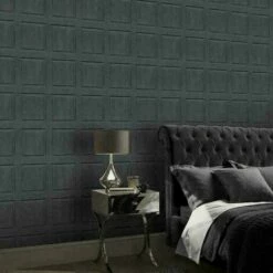 Arthouse Charcoal Washed Wood Panel Effect Rustic Panelling 3D Effect Wallpaper