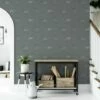 Arthouse Heritage Highland Stag Deer Motif Grey Metallic Silver Wallpaper