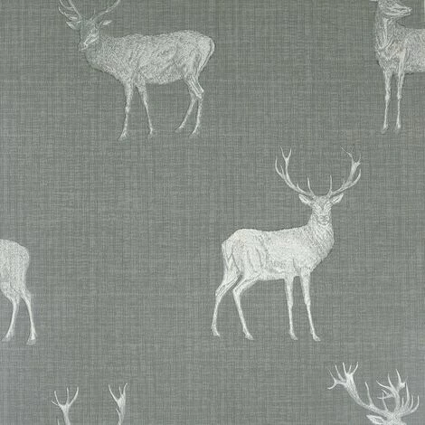 Arthouse Heritage Highland Stag Deer Motif Grey Metallic Silver Wallpaper Arthouse Heritage Highland Stag Deer Motif Grey Metallic Silver Wallpaper -ARTHOUSE SHOP 61257750 3