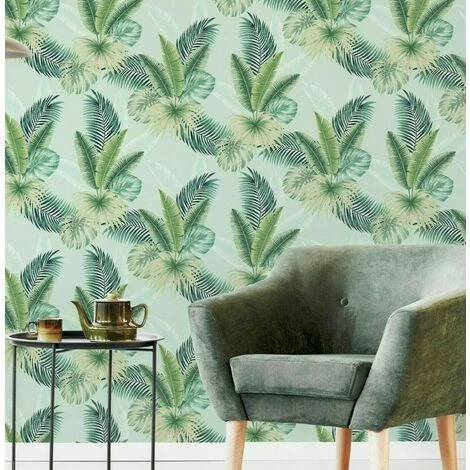 Arthouse Miami Tropics Mint Tropical Jungle Palm Green Leaves Wallpaper Arthouse Miami Tropics Mint Tropical Jungle Palm Green Leaves Wallpaper -ARTHOUSE SHOP 61257762 2