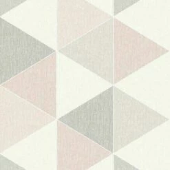 Arthouse Scandi Triangle Shape Geometric Blush Pink Grey White Wallpaper 908204