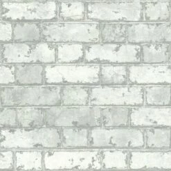 ARTHOUSE White Brick Wallpaper Retro Realistic Whitewash Feature Wall Rustic Effect