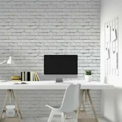 Arthouse White Grey Stone Brick Effect Urban Industrial Wipeable Wallpaper 2 Arthouse White Grey Stone Brick Effect Urban Industrial Wipeable Wallpaper -ARTHOUSE SHOP 69538618 3