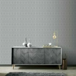 Arthouse Linear Geometric Wallpaper (One Size) (Grey) -ARTHOUSE SHOP 70355582 3