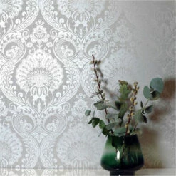 Arthouse Luxe Damask Textured Wallpaper (10m X 53cm) (Silver) -ARTHOUSE SHOP 70356347 3