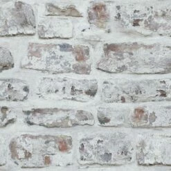 Arthouse Brick White Washed Wallpaper (10m X 53cm) (White/Brown)