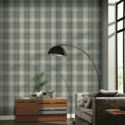Arthouse Heritage Tartan Textured Wallpaper (10m X 53cm) (Ochre/Grey) -ARTHOUSE SHOP 70356538 3