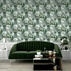 Arthouse Foliage Hex Botanical Wallpaper (10m X 53cm) (Green/Cream) -ARTHOUSE SHOP 70356761 3