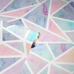 Arthouse Pastel Geometric Glitter Wallpaper (One Size) (Pink/Lilac/Blue) -ARTHOUSE SHOP 70357010 3