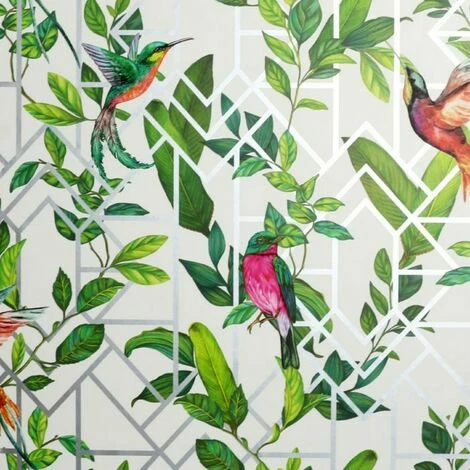 Arthouse Deco Tropical Wallpaper (One Size) (White) 1 Arthouse Deco Tropical Wallpaper (One Size) (White)