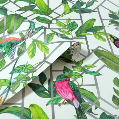 Arthouse Deco Tropical Wallpaper (One Size) (White) 2 Arthouse Deco Tropical Wallpaper (One Size) (White) - Image 2