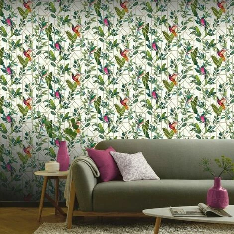 Arthouse Deco Tropical Wallpaper (One Size) (White) 3 Arthouse Deco Tropical Wallpaper (One Size) (White) - Image 3
