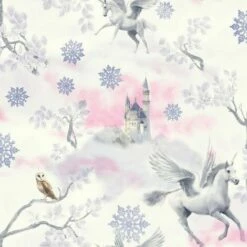 Arthouse Fairytale Unicorn Wallpaper (One Size) (Lilac/Pink/White)