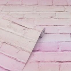 Arthouse Ombre Brick Textured Wallpaper (One Size) (Pastel Pink) -ARTHOUSE SHOP 70357967 3